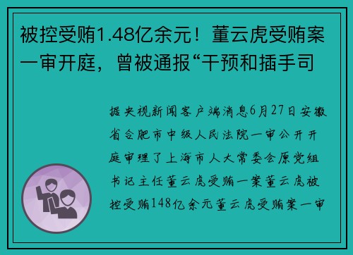 被控受贿1.48亿余元！董云虎受贿案一审开庭，曾被通报“干预和插手司法活动”